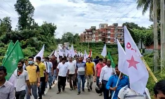 'Where is My Job ?' DYFI, TYF held massive protest rally in Agartala against Unemployment Problems 'Where is My Job ?' DYFI, TYF held massive protest rally in Agartala against Unemployment Problems